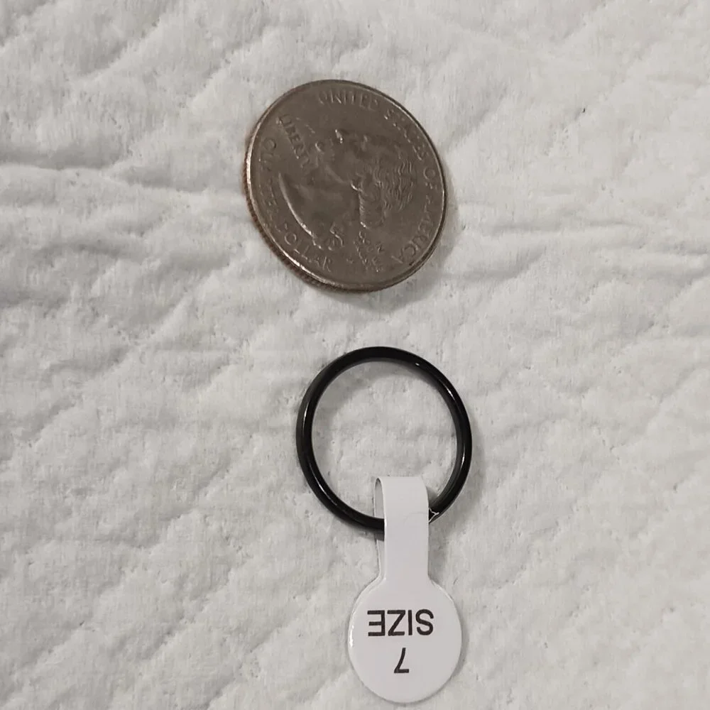 NWOT Black Titanium Steel Thin Stackable Ring Size 7 - Picture 6 of 9